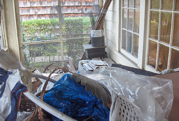messy porch close up